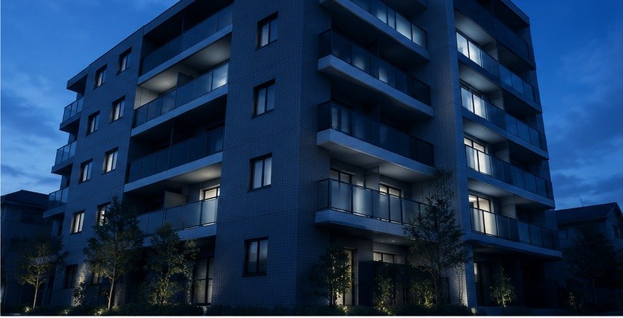 マンション外観の夜景イメージ
