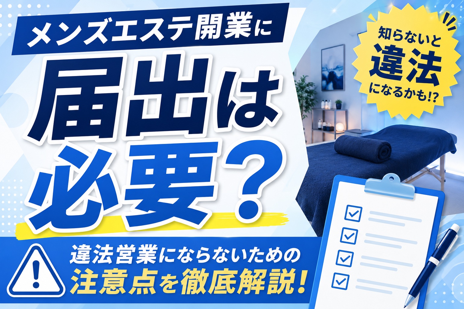 【全国対応】メンズエステ開業の届出は必要？｜違法営業にならないための注意点